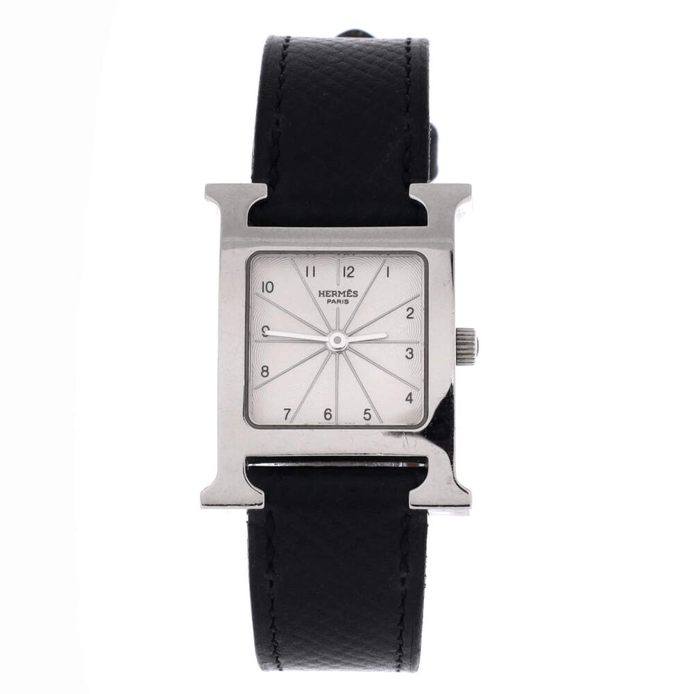 Hermes 21 Heure H Quartz Watch Stainless Steel and Leather